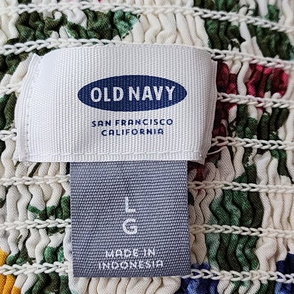 Old Navy Colorful Floral Printed Strappy Smocked Midi Dress - Picture 7 of 8